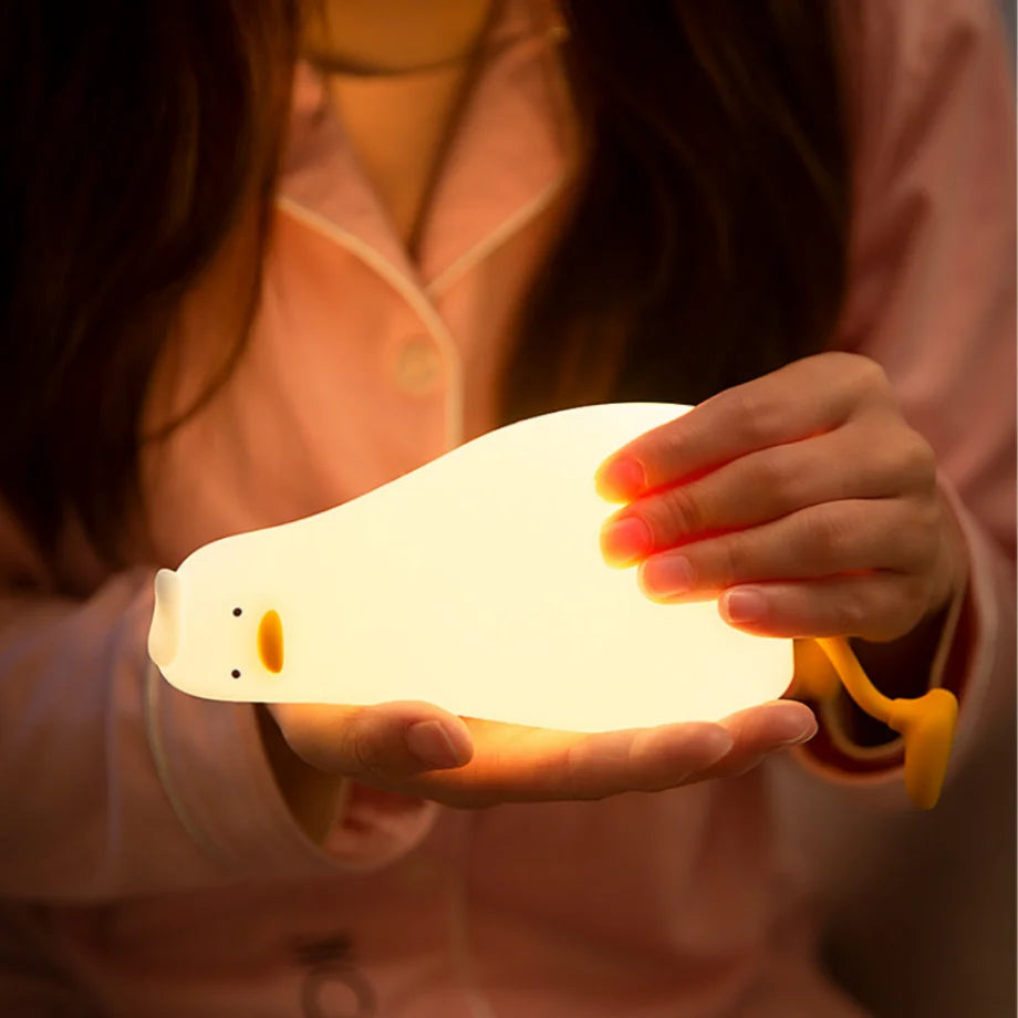 LED Children Night Light Rechargeable Silicone Squishy Duck Lamp Child Holiday Gift Sleeping Creative Bedroom Desktop Decor Lamp